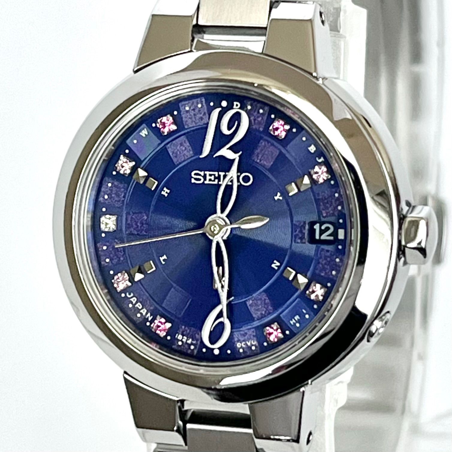セイコー ルキア レディース 腕時計 稼働 電波ソーラー 磨き済み SEIKO LUKIA ブルー文字盤