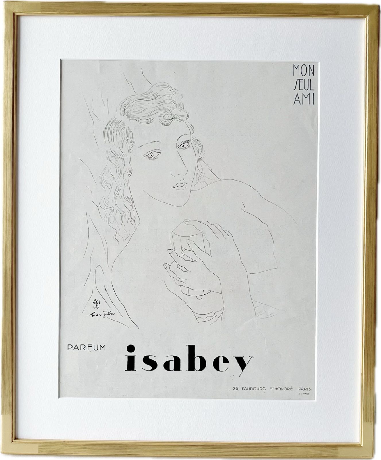 藤田嗣治　リトグラフ ポスター 1927年　isabey 額装済み 藤田嗣治 リトグラフ ポスター 1927年 isabey 額装済み 藤田嗣治