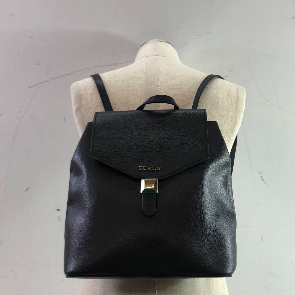 04w4995∞ FURLA フルラ レザー リュック ブラック 八王子店