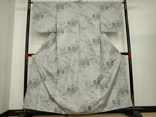 平和屋着物○都喜ヱ門 本場大島紬 白大島 一元7マルキ 総絣 風景