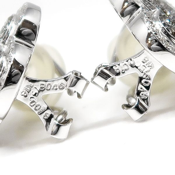 美品 K18WG ダイヤモンド 四つ葉のクローバー イヤリング ダイヤ 計