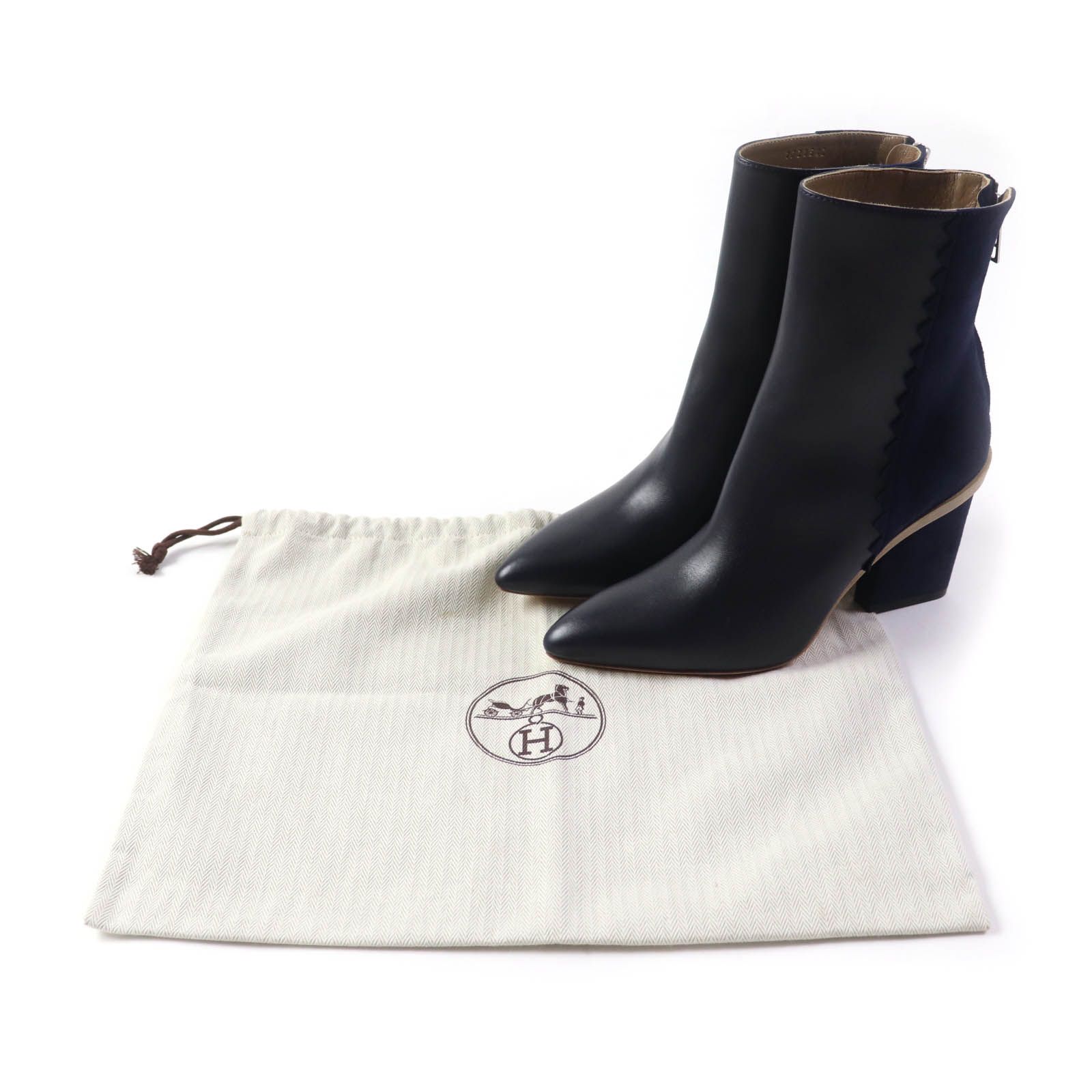 エルメス スエード ショートブーツ バイカラー