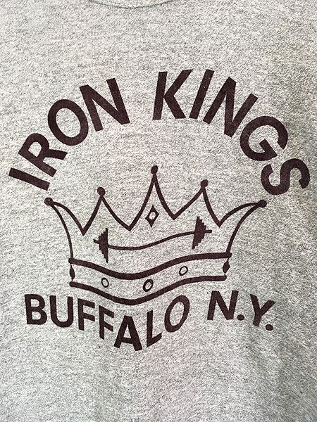 古着 70s USA製 Champion 「IRON KINGS」 王冠 クラウン 染込み 霜降り