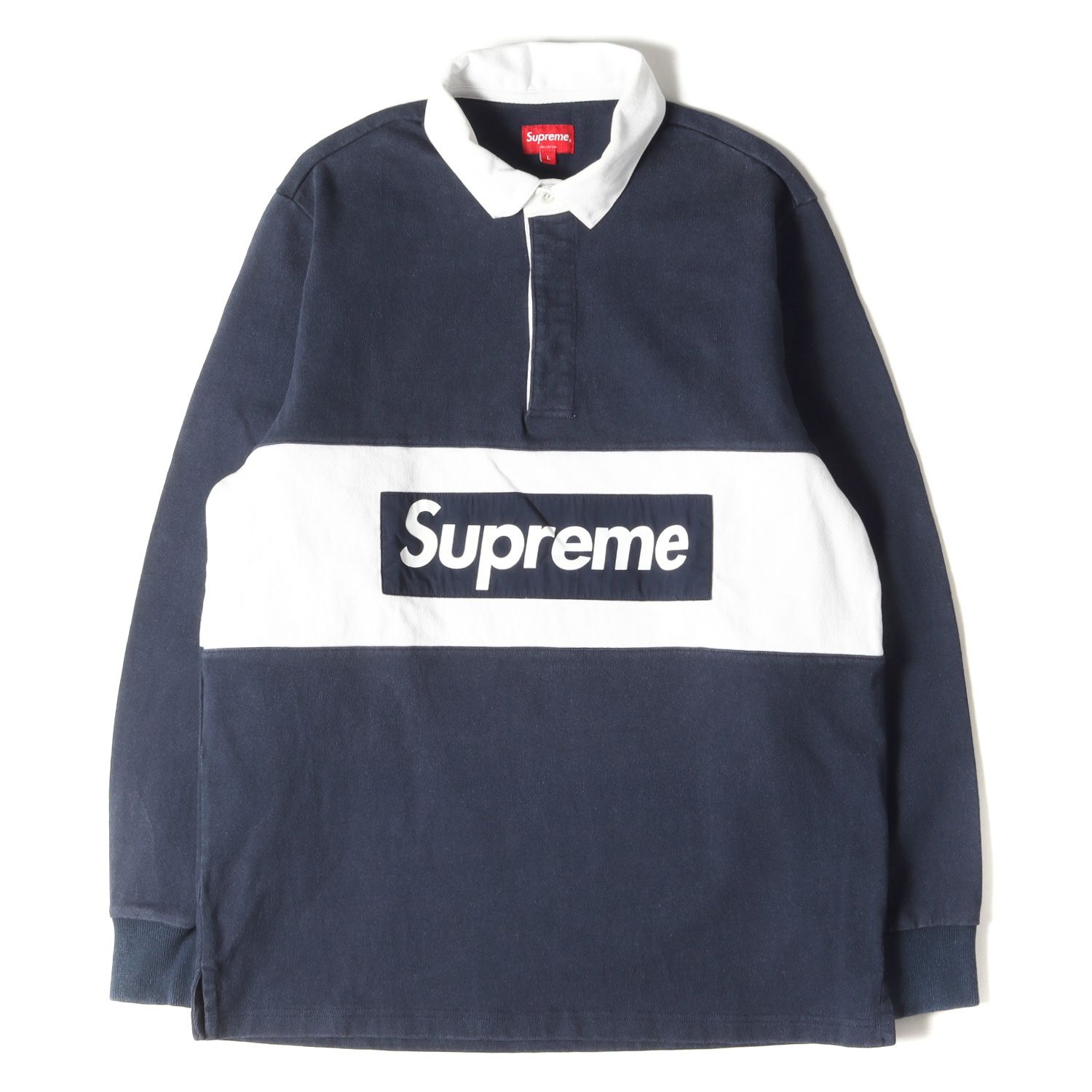 supreme 25fw Stripe Rugby Navy Supreme ストライプ ラガーシャツ m