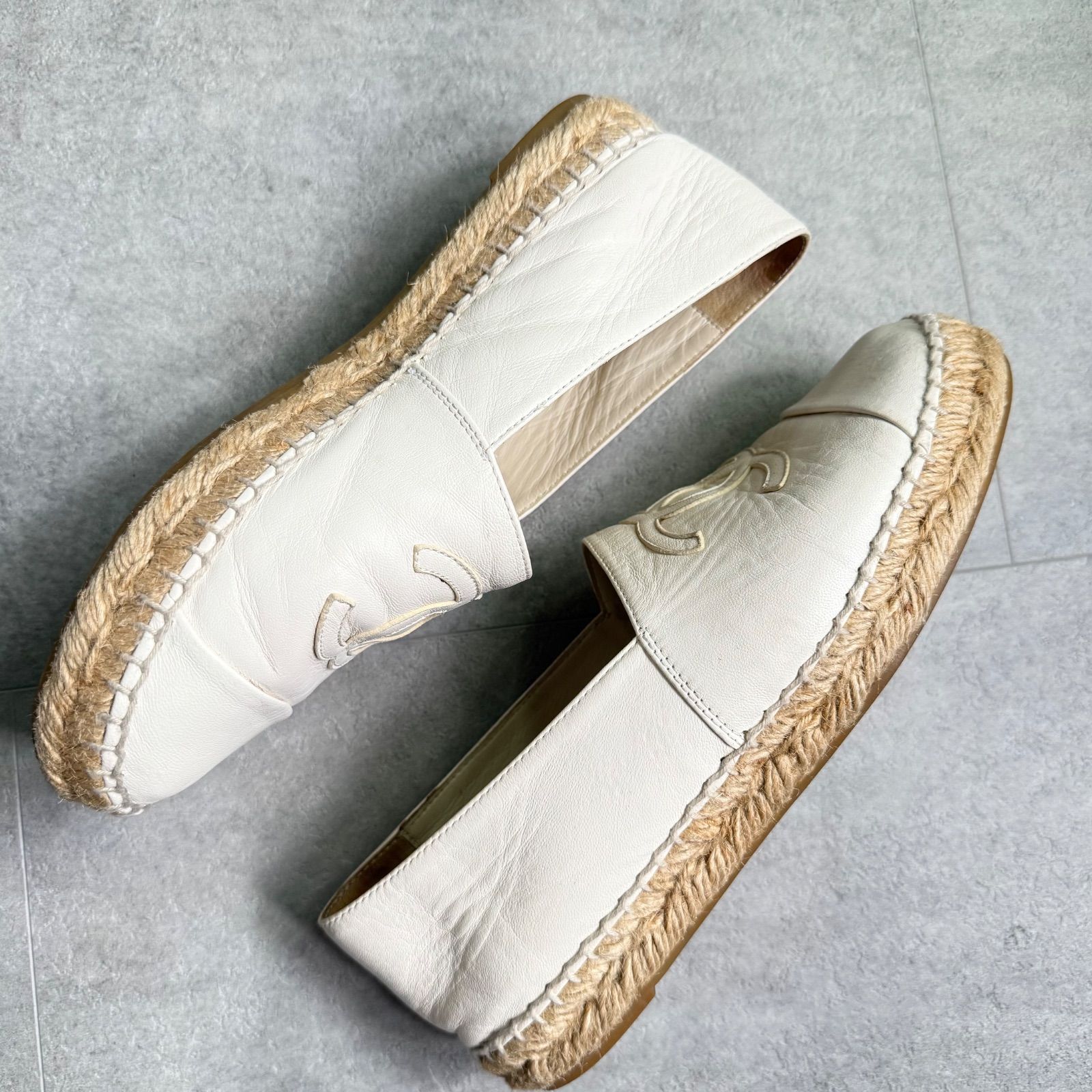 CHANEL シャネル エスパドリーユ ココマーク フラットシューズ