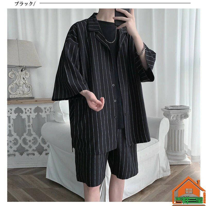 メンズストライプ上下セット半袖シャツショートパンツ夏 楽天市場】セットアップ メンズ 夏 半袖 シャツ ハーフパンツ