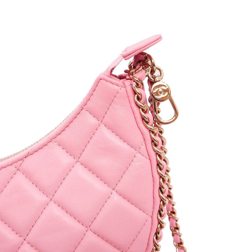 （未使用　展示品）シャネル CHANEL マトラッセ スモール ホーボー クロスボディ チェーン ショルダーバッグ 斜め掛け ラムスキン レザー ピンク シャンパンゴールド金具 AS3917 箱付 シャネル マトラッセ スモール ホーボー クロスボディ チェーン