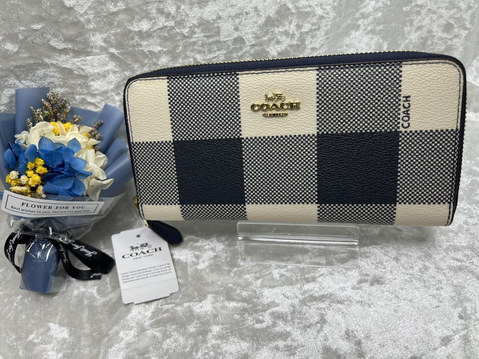 COACH 財布 コーチ 長財布 バフ プレイド チェック パターン ジップ