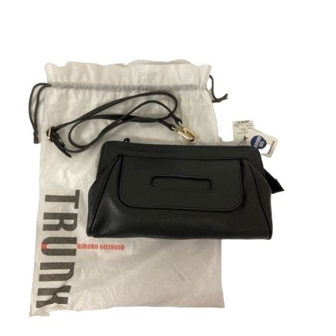 【美品・希少】ヒロココシノ 2way レザー ショルダーバッグ ハンドバッグ 黒 ヒロココシノ HIROKO KOSHINO ハンドバッグ クラッチバッグ