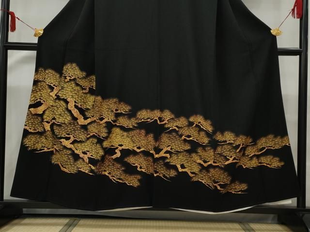 平和屋着物□豪華黒留袖 枝松文 金彩 正絹 逸品 AAAZ5675nf