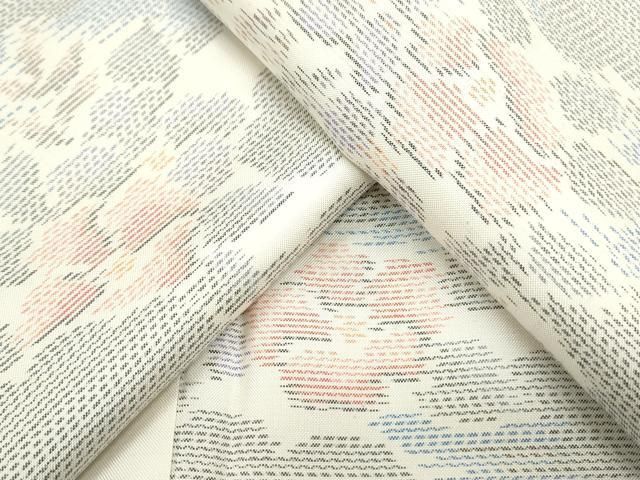 平和屋着物○本場大島紬 白大島 雲重ね枝花文 正絹 逸品 CAAS0313th  