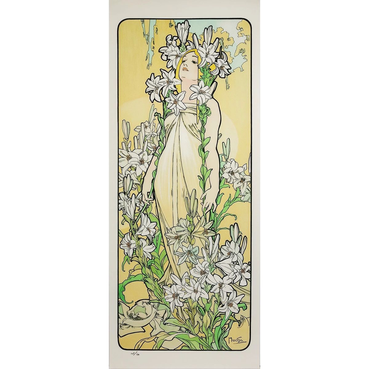 版画 ミュシャ 「リリー：四つの花 」百合 ゆり ジクレー 額入り