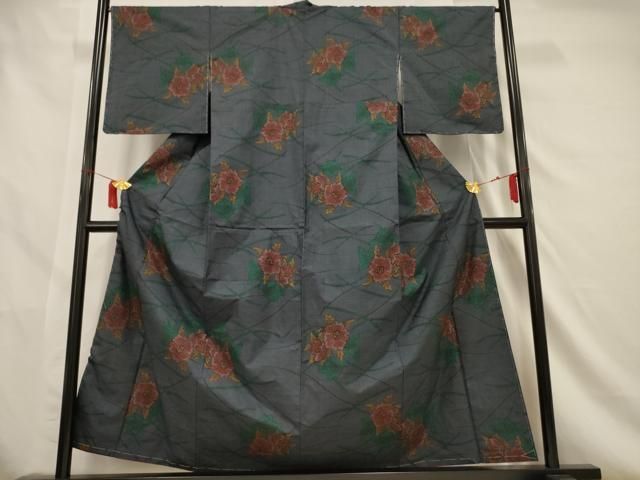 平和屋着物○本場大島紬 7マルキ 雪輪草花文 正絹 逸品 DAAS2215tw