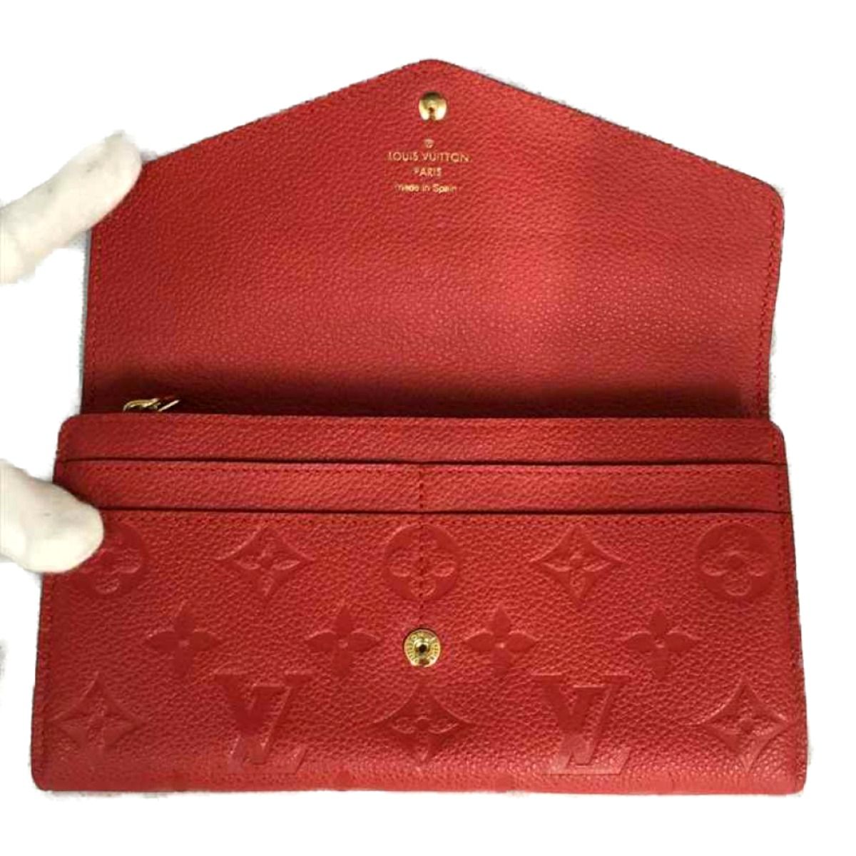 ▽▽LOUIS VUITTON ルイヴィトン ポルトフォイユ・サラ　モノグラムアンプラント M61181 レッド