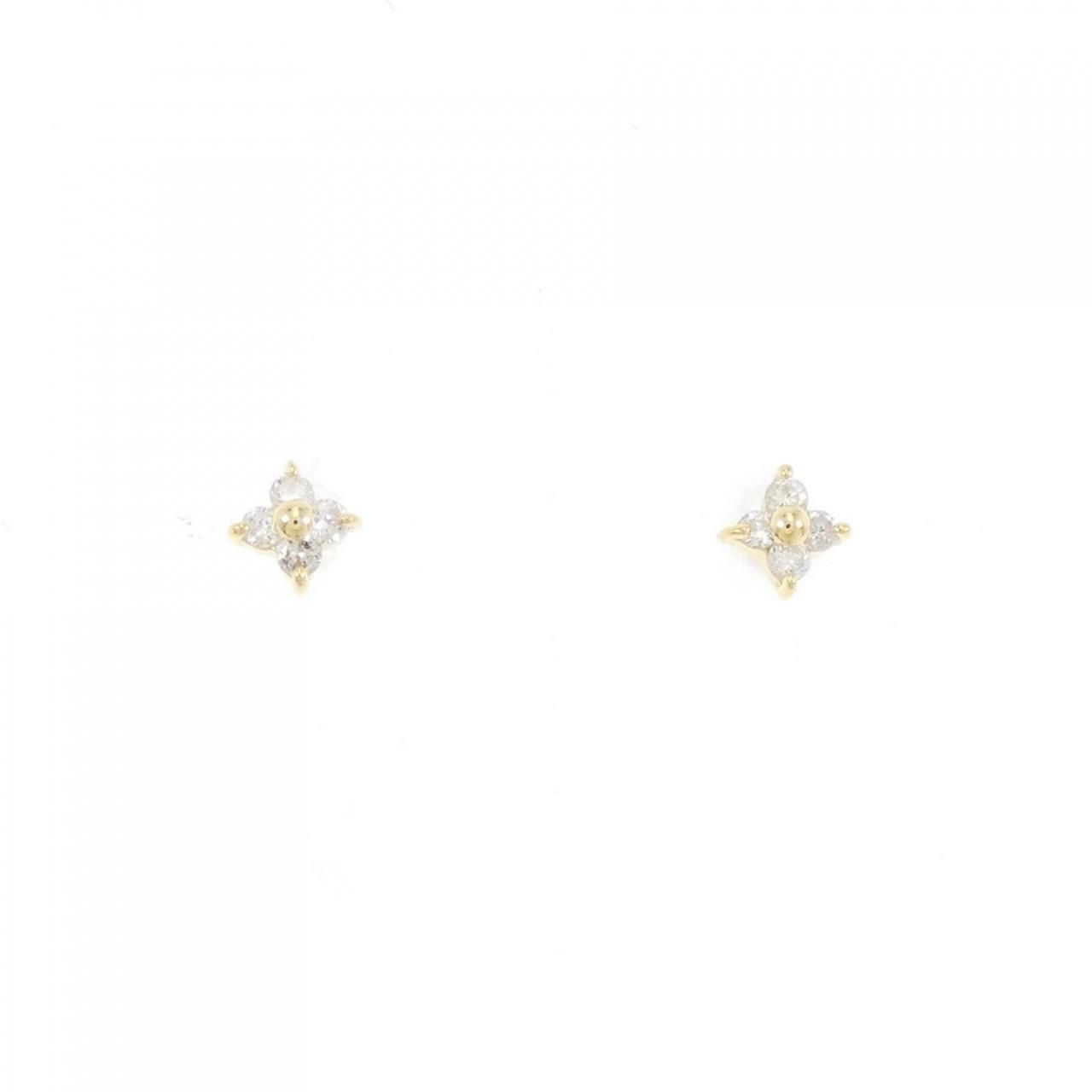 K18WG花モチーフ ダイヤ、イエローサファイアピアス K18WG花モチーフ
