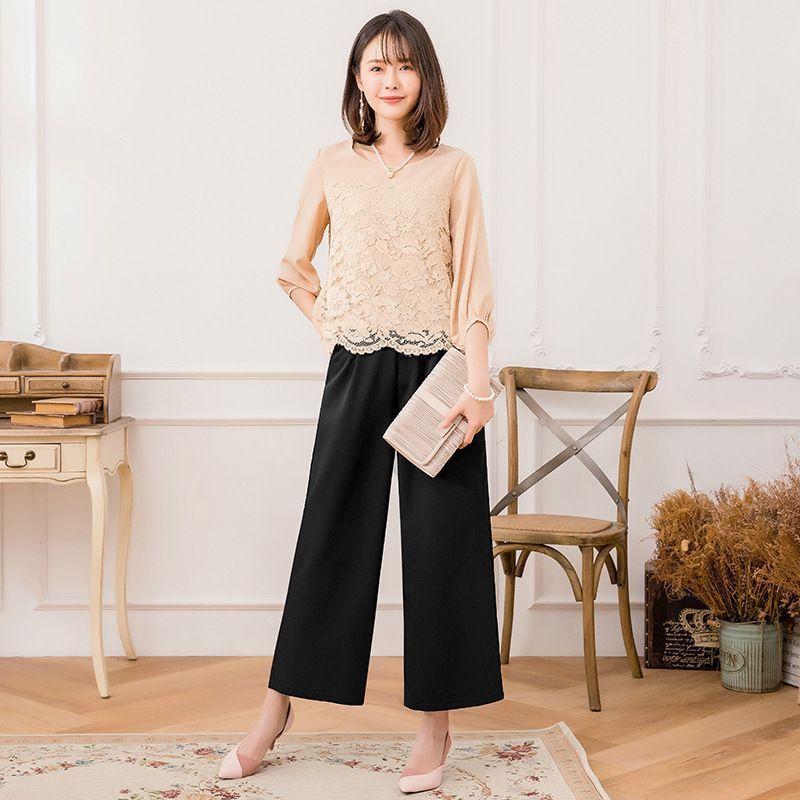 セットアップ パンツドレス ママスーツ 母 ママ 結婚式 パーティードレス トップス ワイドパンツ 大きいサイズ レディース フォーマル 春秋 上品 エレガント レディース cuiying115