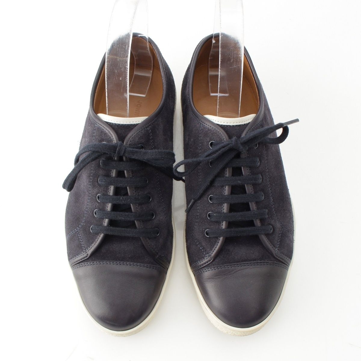 ジョンロブ LEVAH レヴァー レザー×スエード ローカット スニーカー シューズ ネイビー 6E
