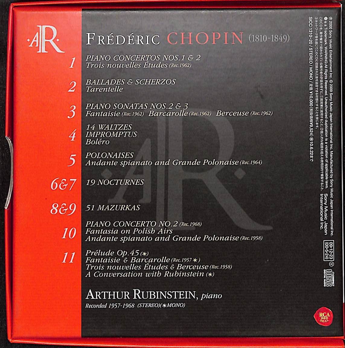 11CD】Arthur Rubinstein Plays Chopin Complete Stereo Chopin