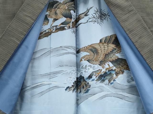 平和屋着物●男性　本場大島紬　アンサンブル　吉祥文　久野織物謹製　証紙付き　正絹　逸品　CAAS7151yc 平和屋着物○男性 本場大島紬 アンサンブル 吉祥文 久野織物謹製 証紙