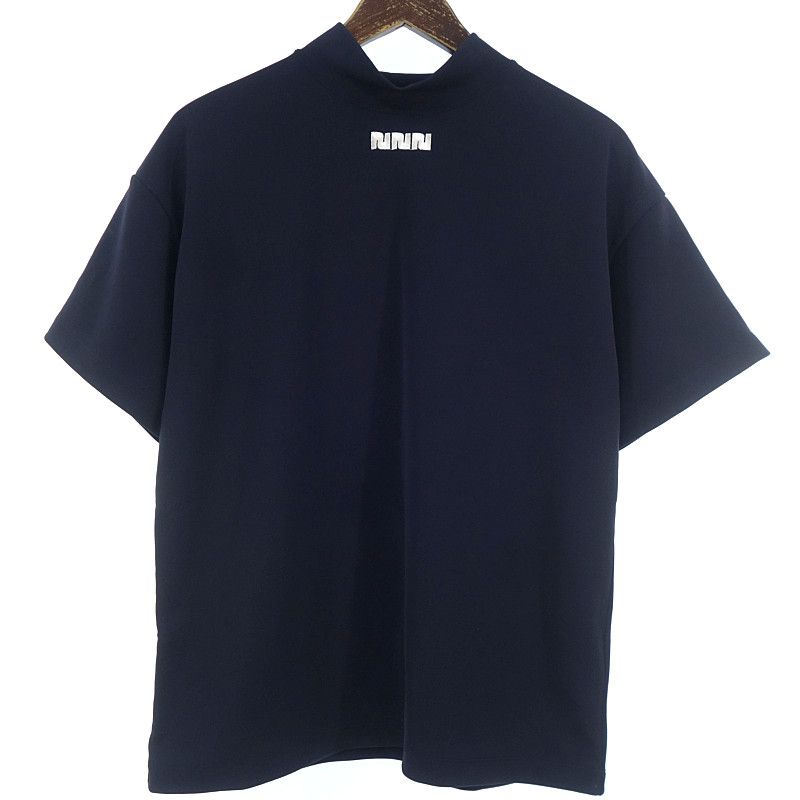 エヌビービーウィークエンド|NBB WEEKEND GOLF ゴルフ バック プリント モックネック ストレッチ 半袖 Tシャツ ネイビー サイズ レディース1