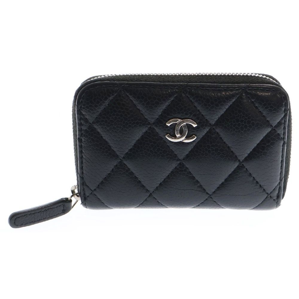CHANEL シャネル マトラッセ ココマーク カードケース キャビアスキン コインケース 財布 ブラック SV金具