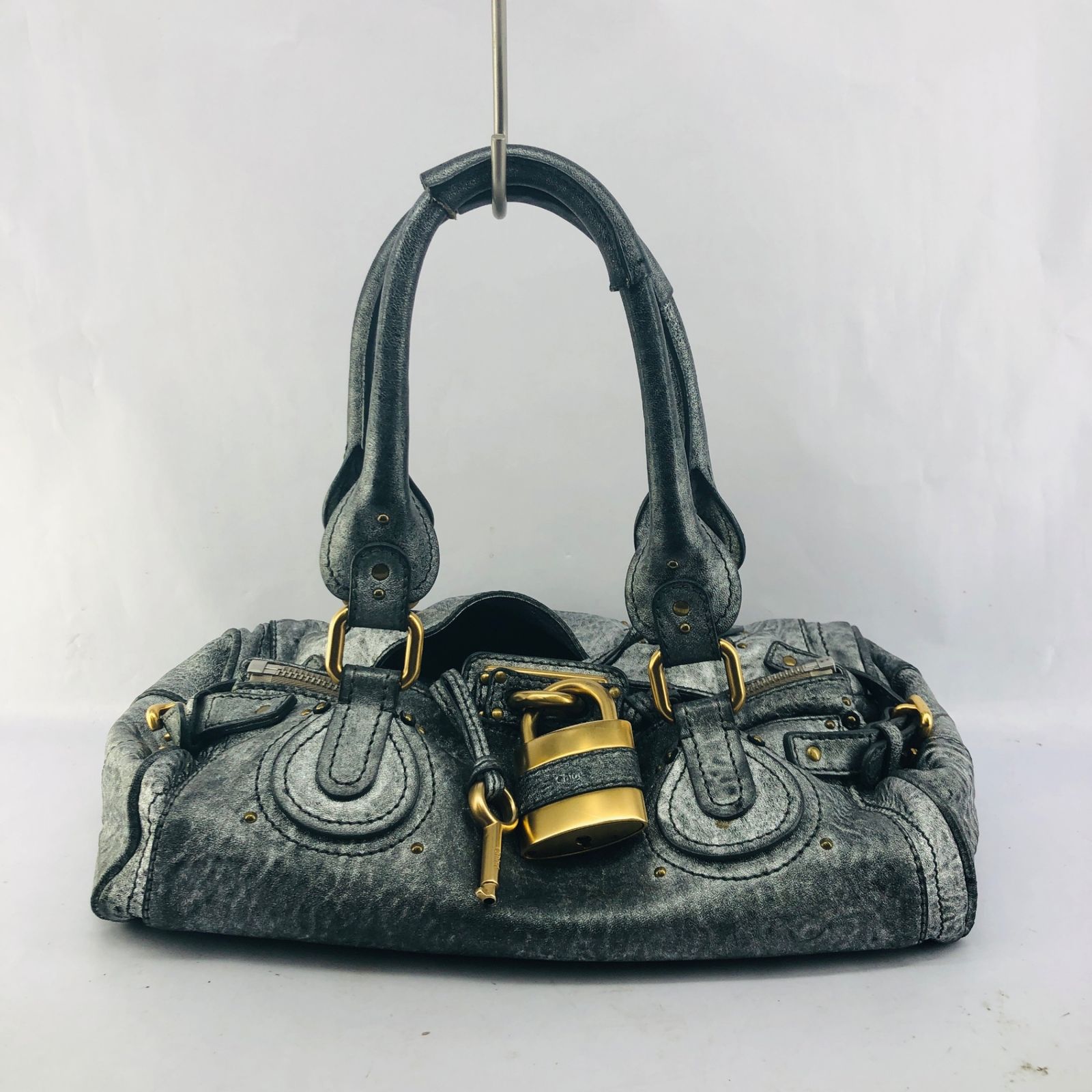 Chloe メタリックシルバー ショルダーバッグ パディントン
