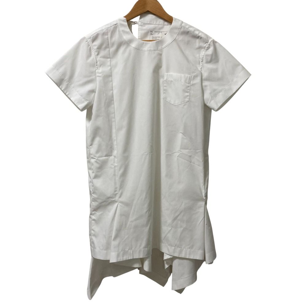 ♥ 24SS sacai サカイ Cotton Poplin Pullover 半袖 プルオーバーブラウス 24-07095 サイズ1 ホワイト レディース 古着