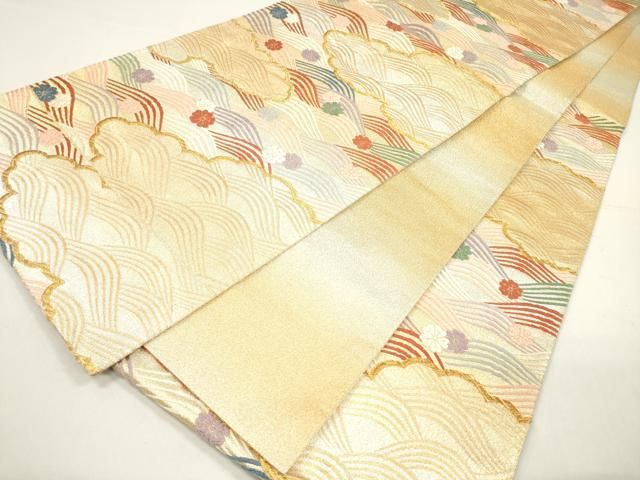 平和屋着物◎六通柄袋帯 唐織 Elegans 金銀糸 正絹 逸品 未使用