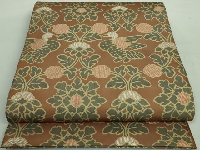 平和屋本店■最高級　人間国宝　北村武資　経錦　六通柄袋帯　天平立粋文錦　宗伝唐茶色地　共箱・証紙付き　逸品　DZAA8315kh5 平和屋本店□最高級 人間国宝 北村武資 経錦 六通柄袋帯 天平立粋文錦