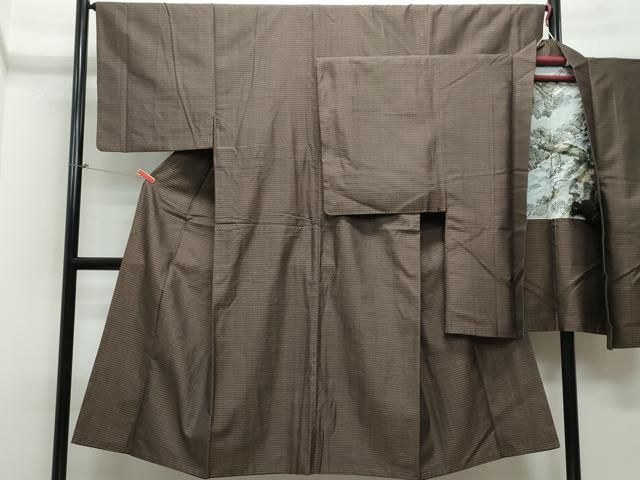 平和屋着物○男性 お召 アンサンブル 吉祥文 正絹 逸品 CAAS8507vf