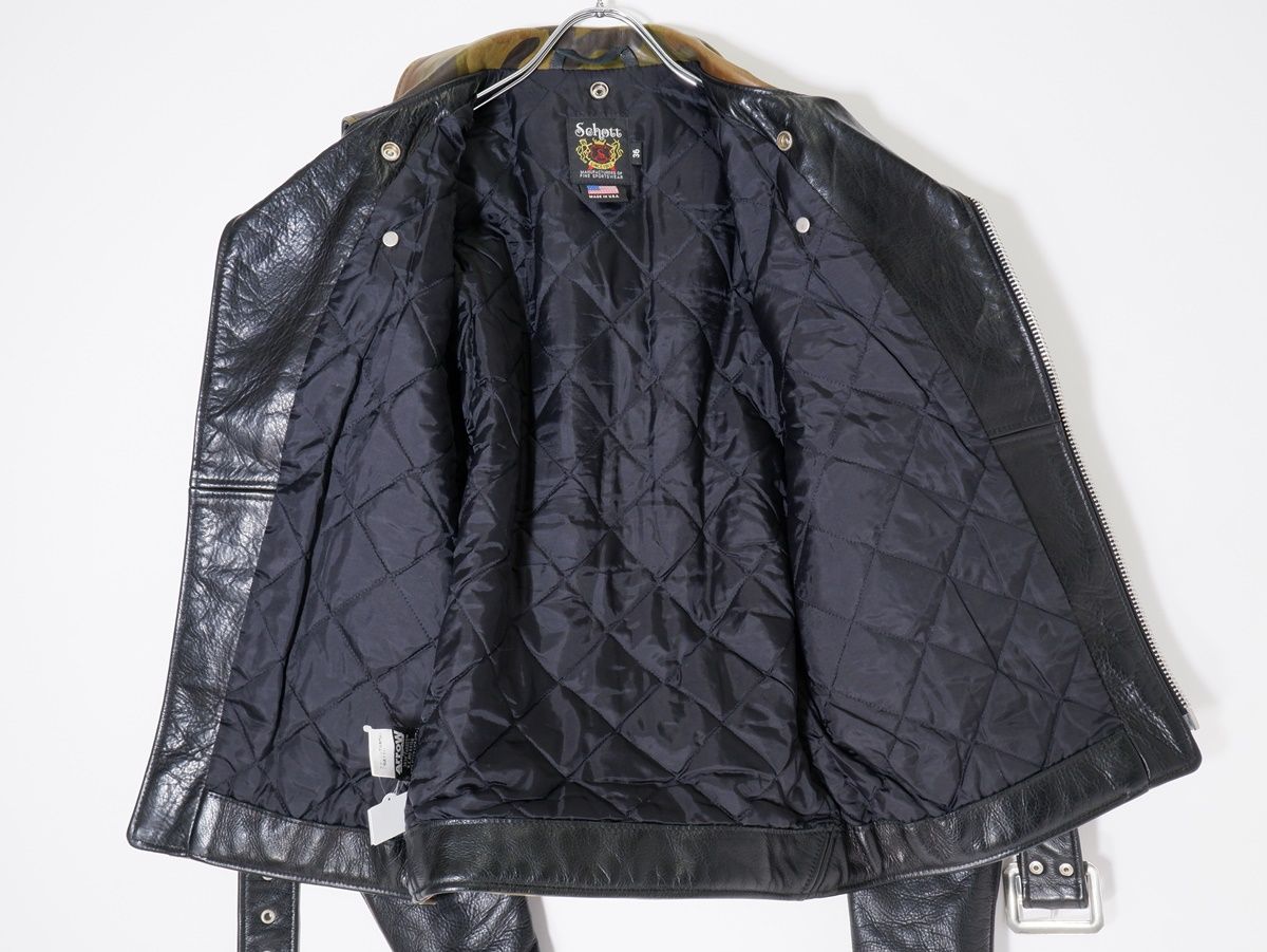 Schottショット 7418 迷彩 レザーライダース【36】【MJKA77094
