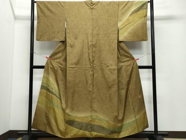 着物リメイク　訪問着　紬地　作家物　抽象文様　正絹から作務衣 本場大島紬 作務衣 着物リメイク 古典華柄 お洒落な大人女子和の