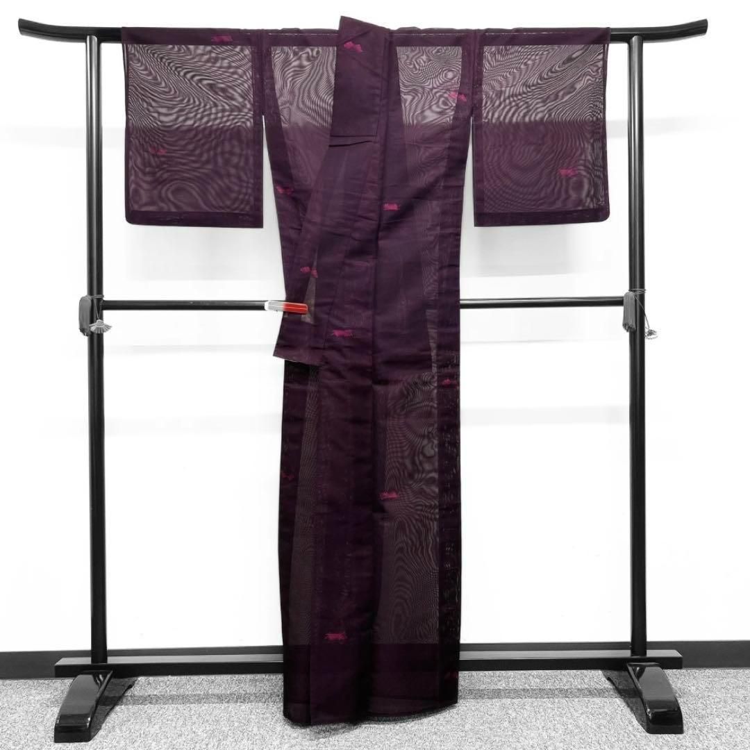 小紋夏用二重紗風景模様木々俵東屋着物073w d