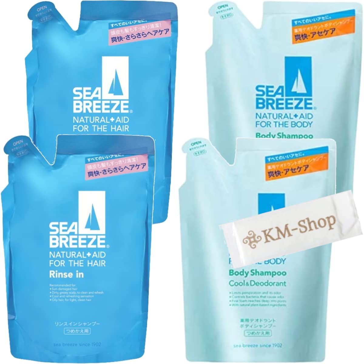 シーブリーズ リンスインシャンプー 詰替用 400ml×2個＆シーブリーズ ボディシャンプー クールu0026デオドラント 詰替用 400ml×2個 計4個セット おまけ付き まとめ買い 