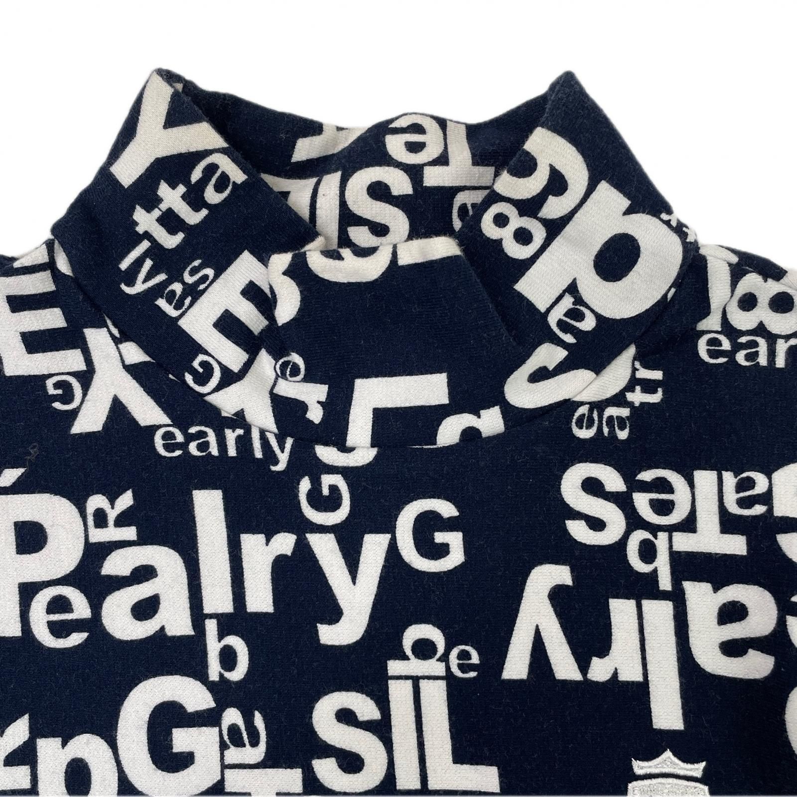 レディース パーリーゲイツ PEARLY GATES 長袖シャツ 0 S 紺×白 ネイビー×ホワイト ロゴ 総柄 モックネック 裏起毛 LLC-HASEGAWATOSO_COM