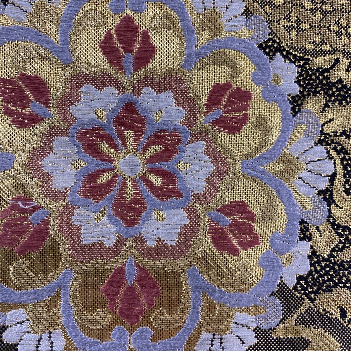袋帯 美品 秀品 証紙あり 華文 花唐草 金糸 箔 金色 六通 正絹