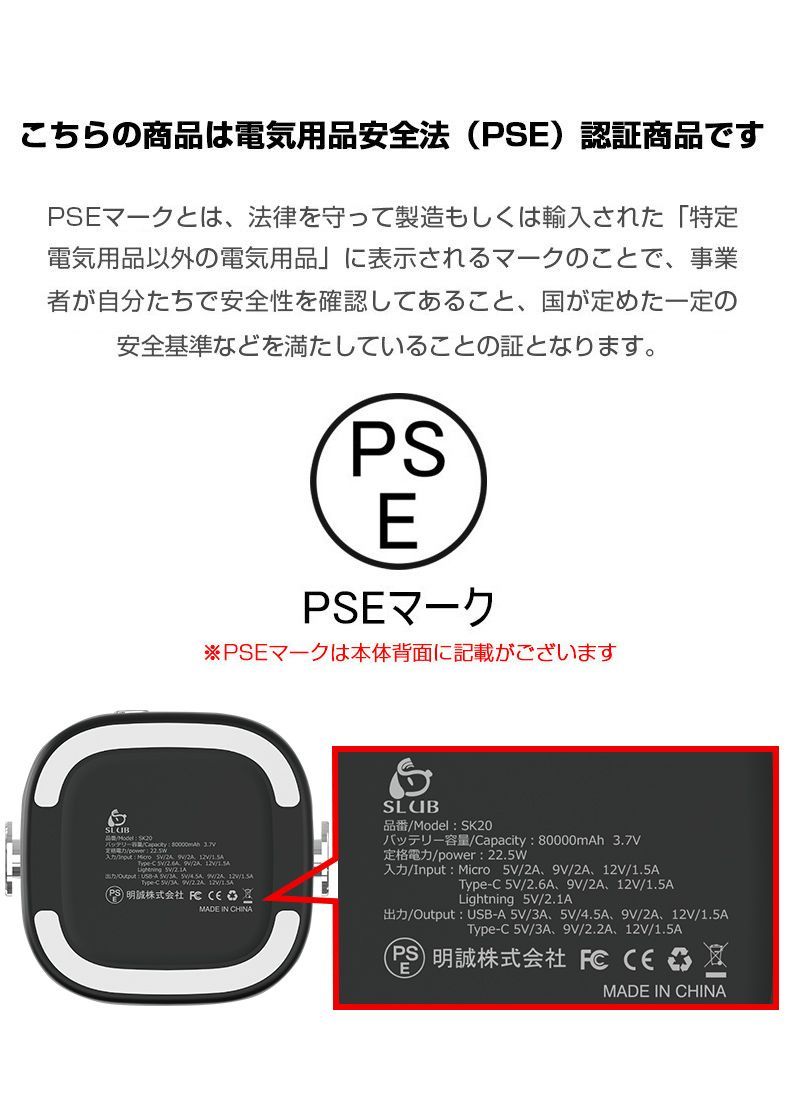 モバイルバッテリー 22.5Wパワーバンク 80000ｍAh大容量 急速充電 家庭用小型蓄電池 いざというときの電源確保！ 屋外パワーステーション ポータブル充電器 携帯電話充電器 2つUSB-A出力 1つType-C出力 3つ入力 同時充電