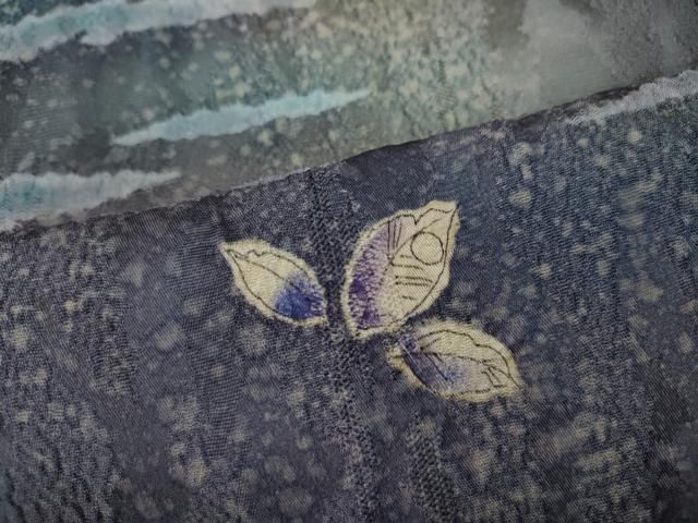 平和屋着物○訪問着 手描き 松 舞葉文 暈し染め 金彩 正絹 逸品 未使用