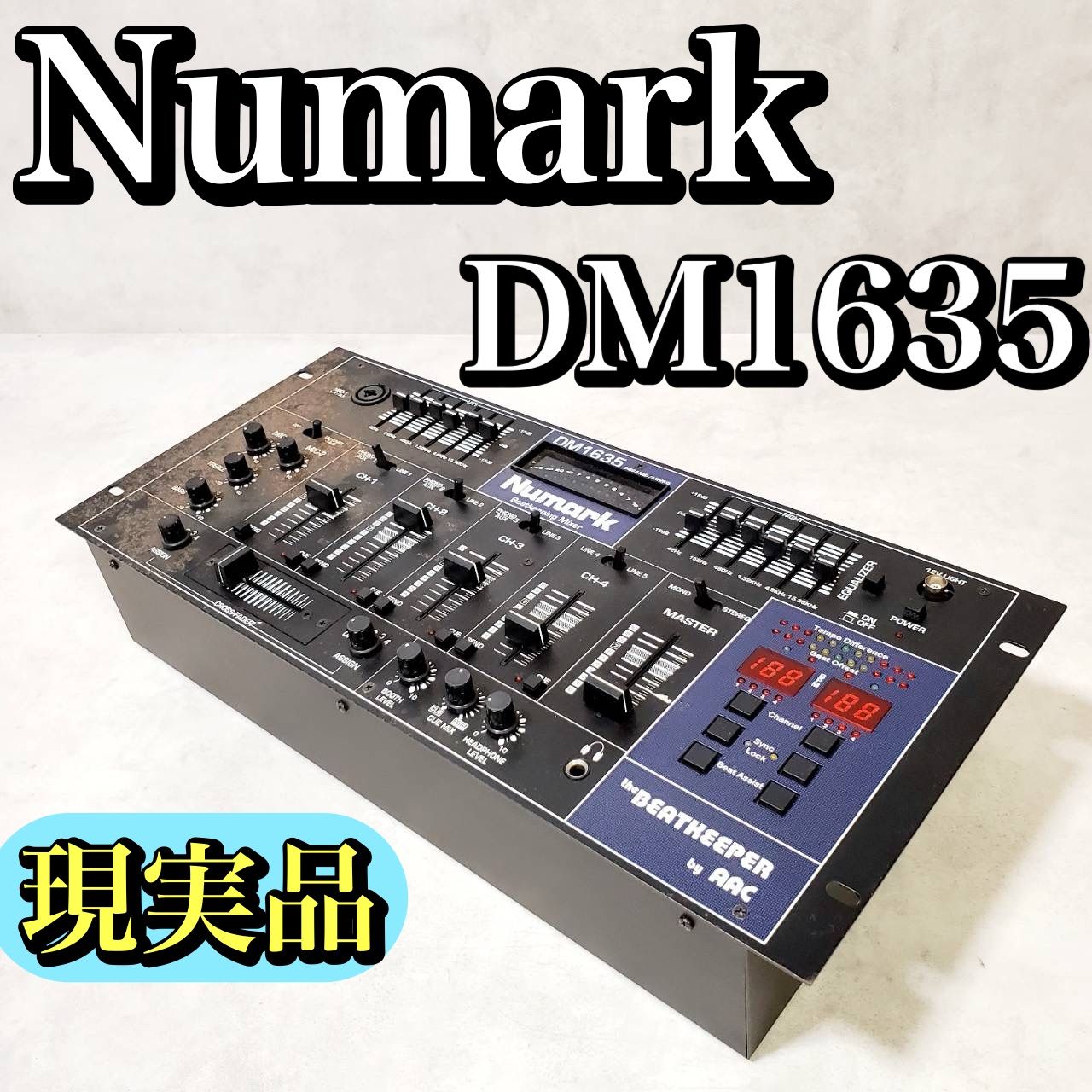 現状品 通電 済 Numark DM1635 4ch BPMカウンター付 DJミキサー ビンテージ アナログ サウンド ミキシング モデル