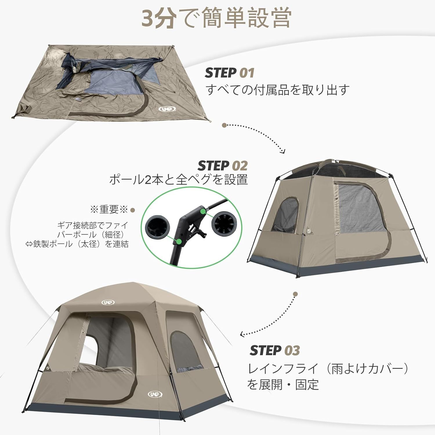 未開封 UNP キャビンテント 4人用 大空間 キャンプテント Amazon.co.jp: UNP キャビンテント 4人用 大空間 キャンプテント