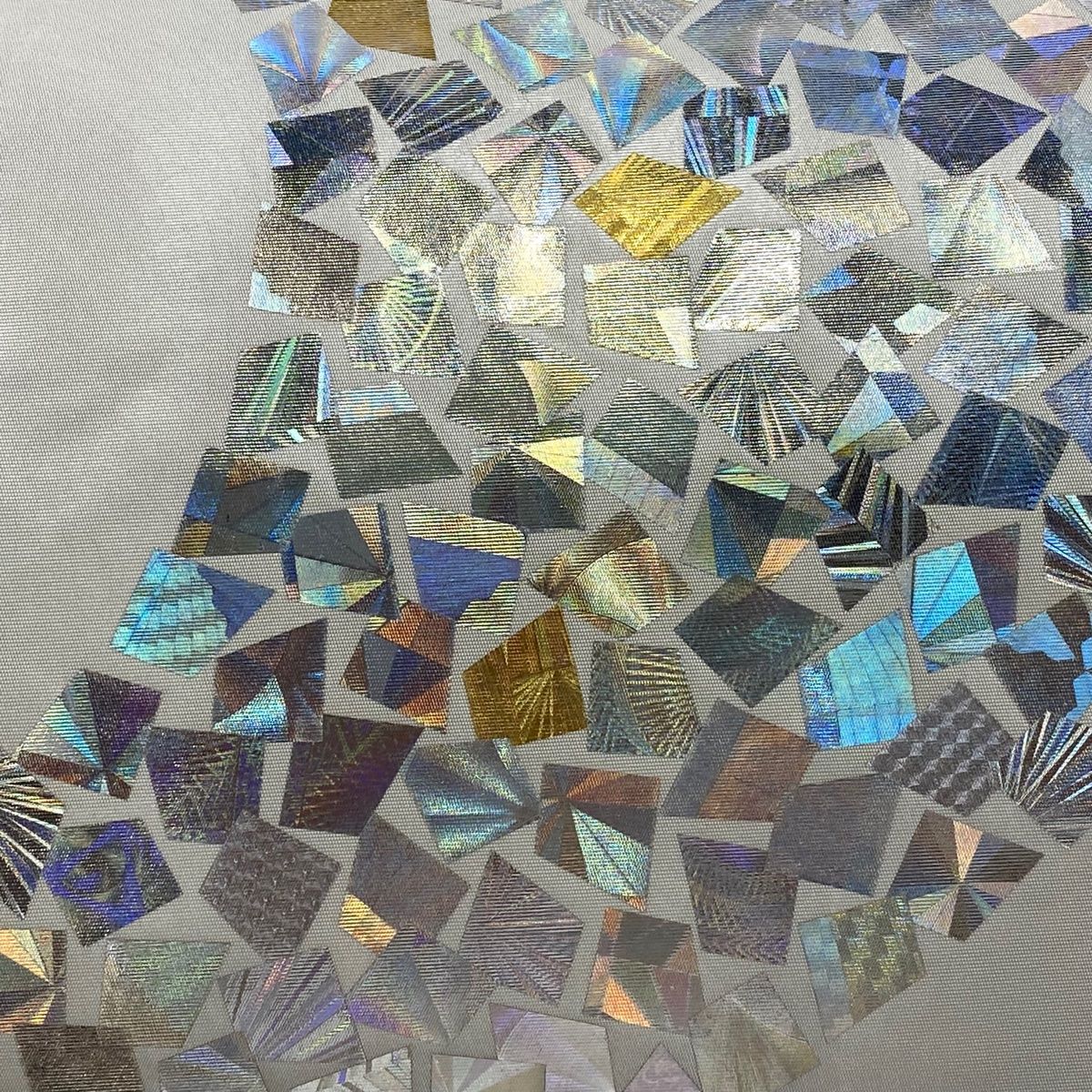 袋帯 名品 堀省平 落款 流水 箔 灰色 お太鼓柄 正絹