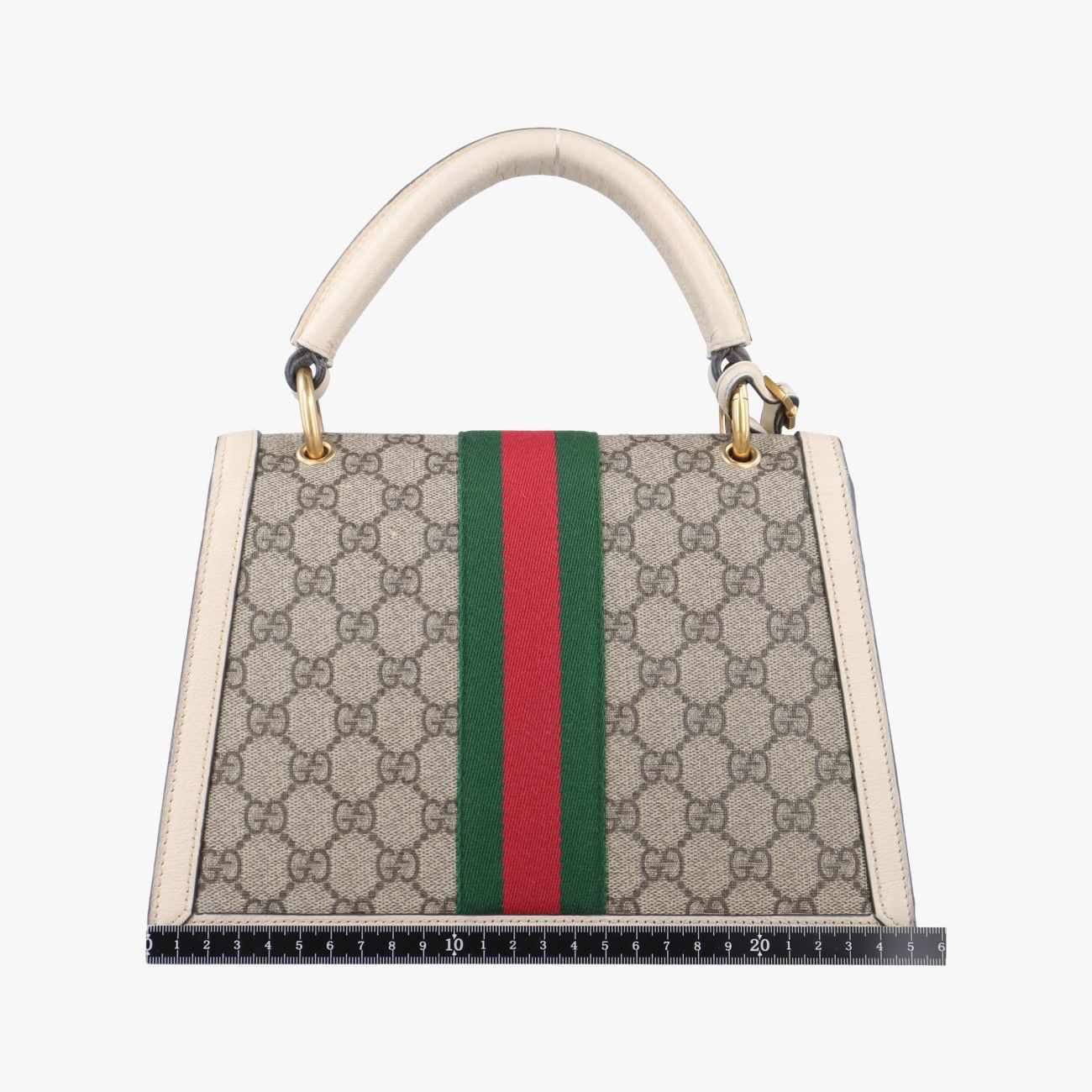 グッチGucciクイーン マーガレットホワイト×ベージュ×レッド×グリーンPVCコーティングキャンバス×レザー476541C026827724