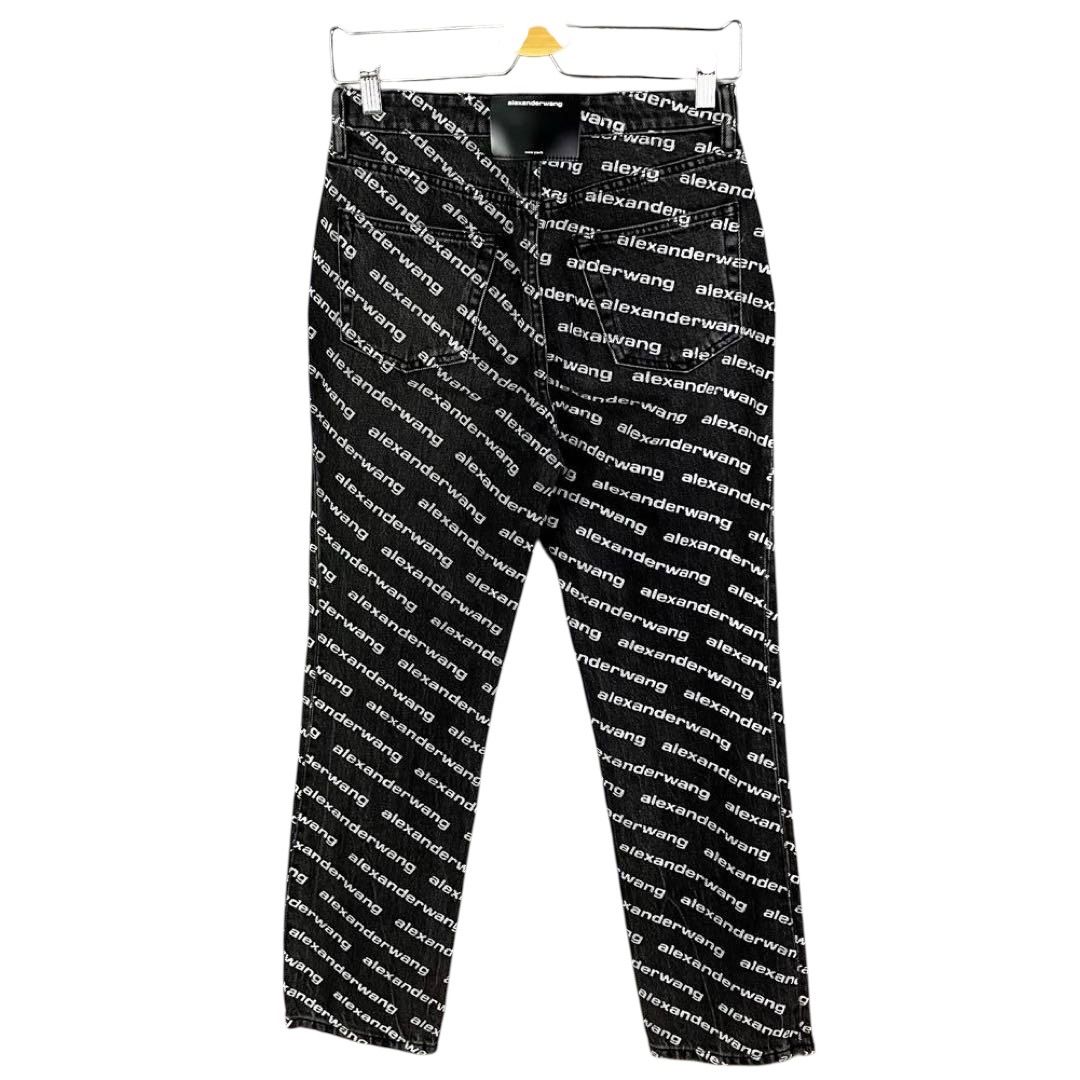 Alexander Wang ロゴ テーパード デニムパンツ 26 ブラック 黒 アレキサンダーワン ストレート コットン ロゴ柄