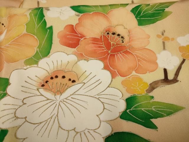 平和屋着物□訪問着 手描き 枝花文 暈し染め 正絹 逸品 AAAY9166cs