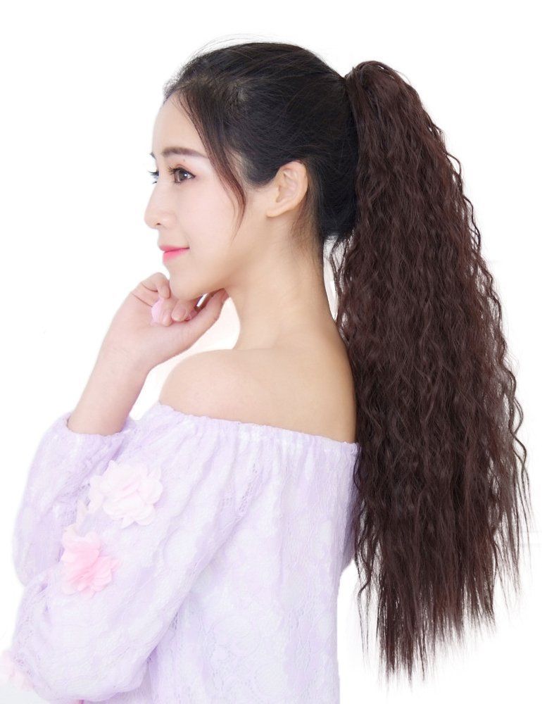 数量 エクステ ポイントウィッグ フラ ヘアークリップ カール ロング かつら 簡単クリップ ポニーテールウィッグ 原宿系 フラダンス YJINCO YJWM 016 dbrn