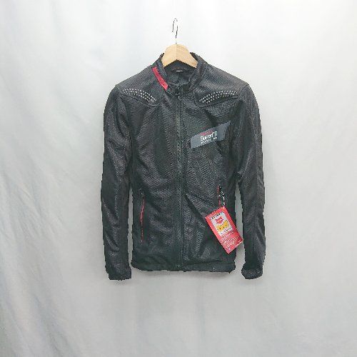 ⊇ ◎● ● KOMINE 背中パット入り ロゴプリント 長袖 バイクジャケット サイズXS ブラック グレー系 メンズ E 1503050047661