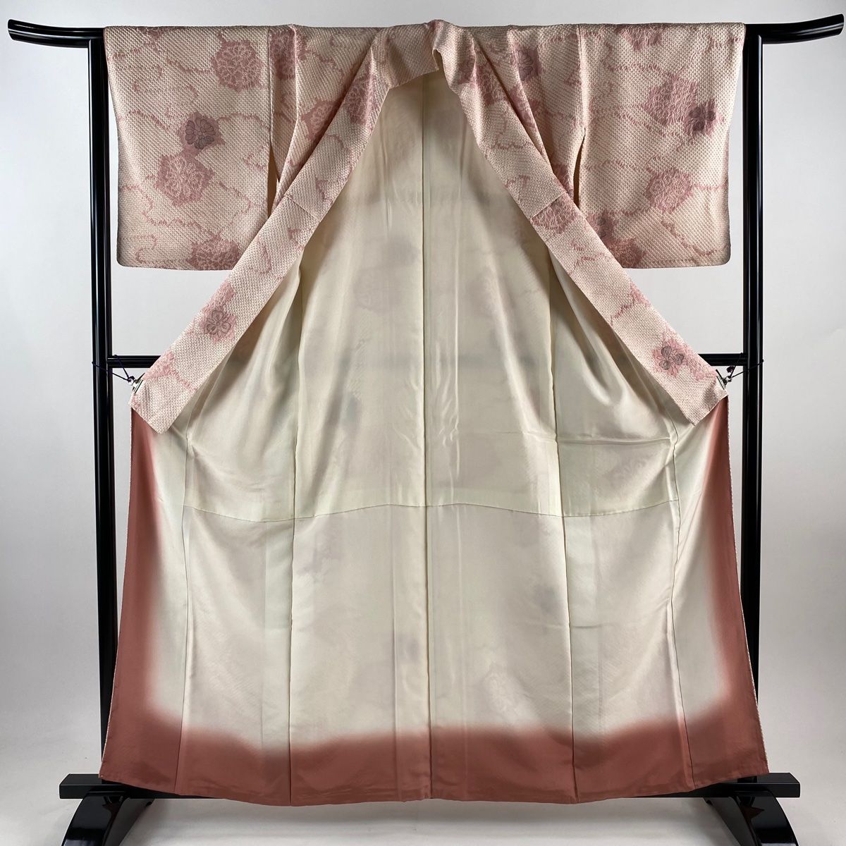 ★専用★小紋 総絞り 多色 吉祥柄 身丈160.5cm 裄丈70cm 袷 お洒落 小紋 身丈160cm 裄丈63.5cm S 袷 花柄 雲文 絞り ピンク 正絹 秀