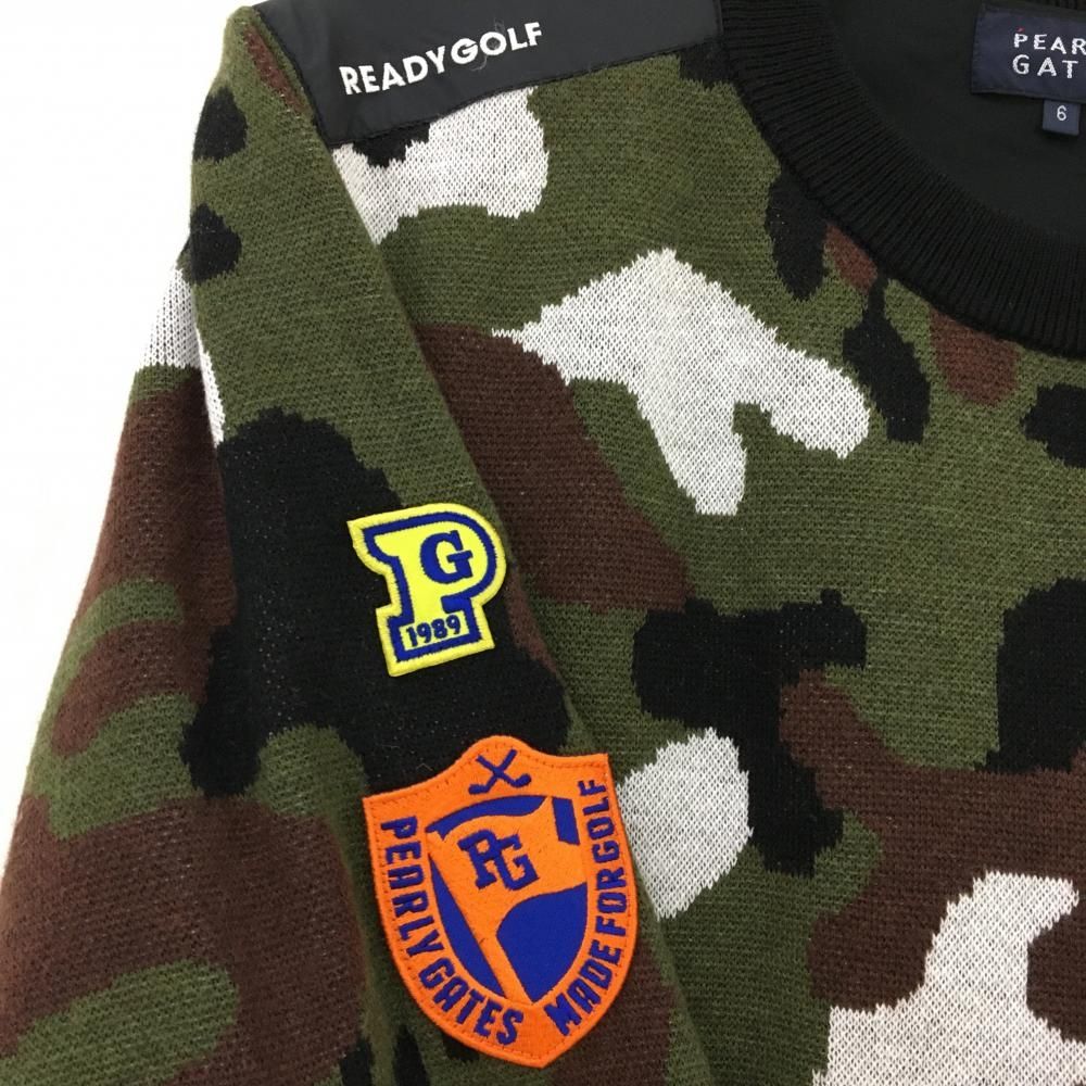 超美品】パーリーゲイツ セーター カーキ×黒 カモフラ 迷彩 裏地付き  