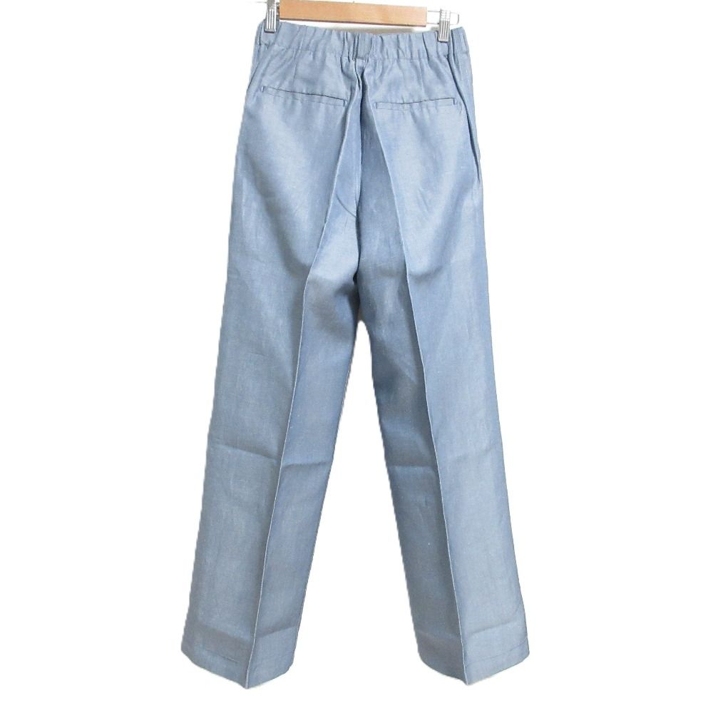 Drawer ドゥロワー シルクリネン バックギャザータックパンツ 6514-236-1426 サイズ36 ブルーグレー レディース 古着