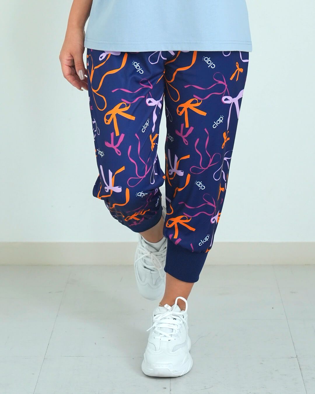 clap フィットネス ウェア クラップ フィットネスウェア レディース パンツ RIBBON CLAP EASY M|フリーサイズ ヨガウェア スポーツウェア イージーパンツ ゆったり リボン 柄 2025